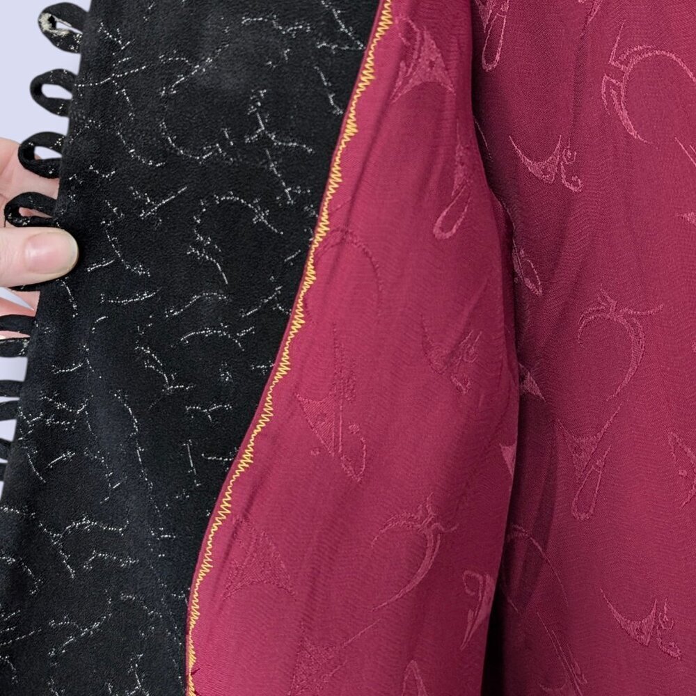 Black & Red Metallic Buttoned Jacket - Picture 5 of 9